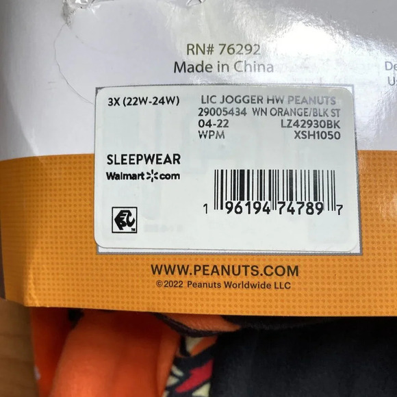 Peanuts Halloween Sleep Jogger Pajama Pants, Size 3X (22W-24W), New w Tags‎ - Picture 12 of 14